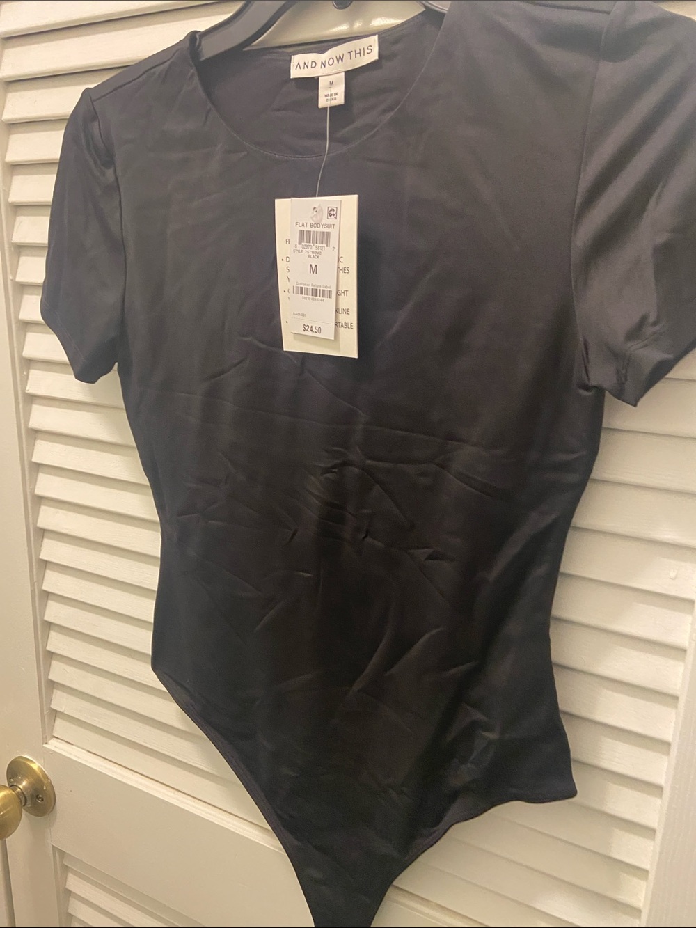 AND NOW THIS Black Short-Sleeve Bodysuit - Crew Neck